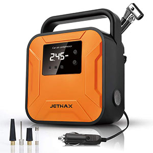 JETHAX-Air-Compressor-Tire-Inflator,-12V-Portable-Air-Pump-for-Car-Tires,-Tire-Pump-with-LED-Light,-Long-Cable-and-Auto-Shut-Off-Compatible-with-Car,-Bicycle,-Motorcycle,-Balls,-Inflatable-Pool